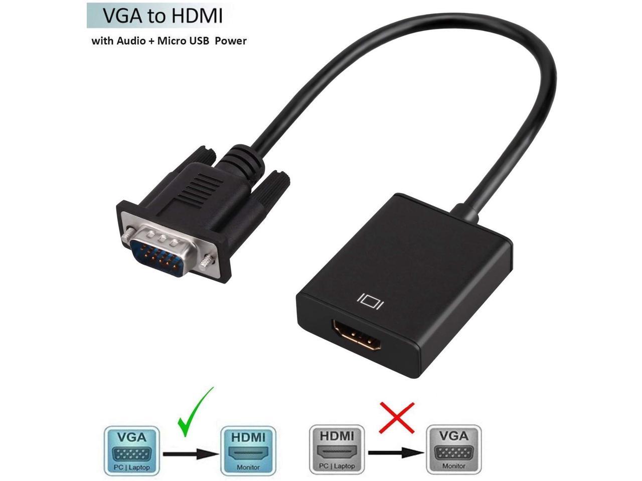 VGA to HDMI Adapter Cable, VGA Male to HDMI Female Cable 