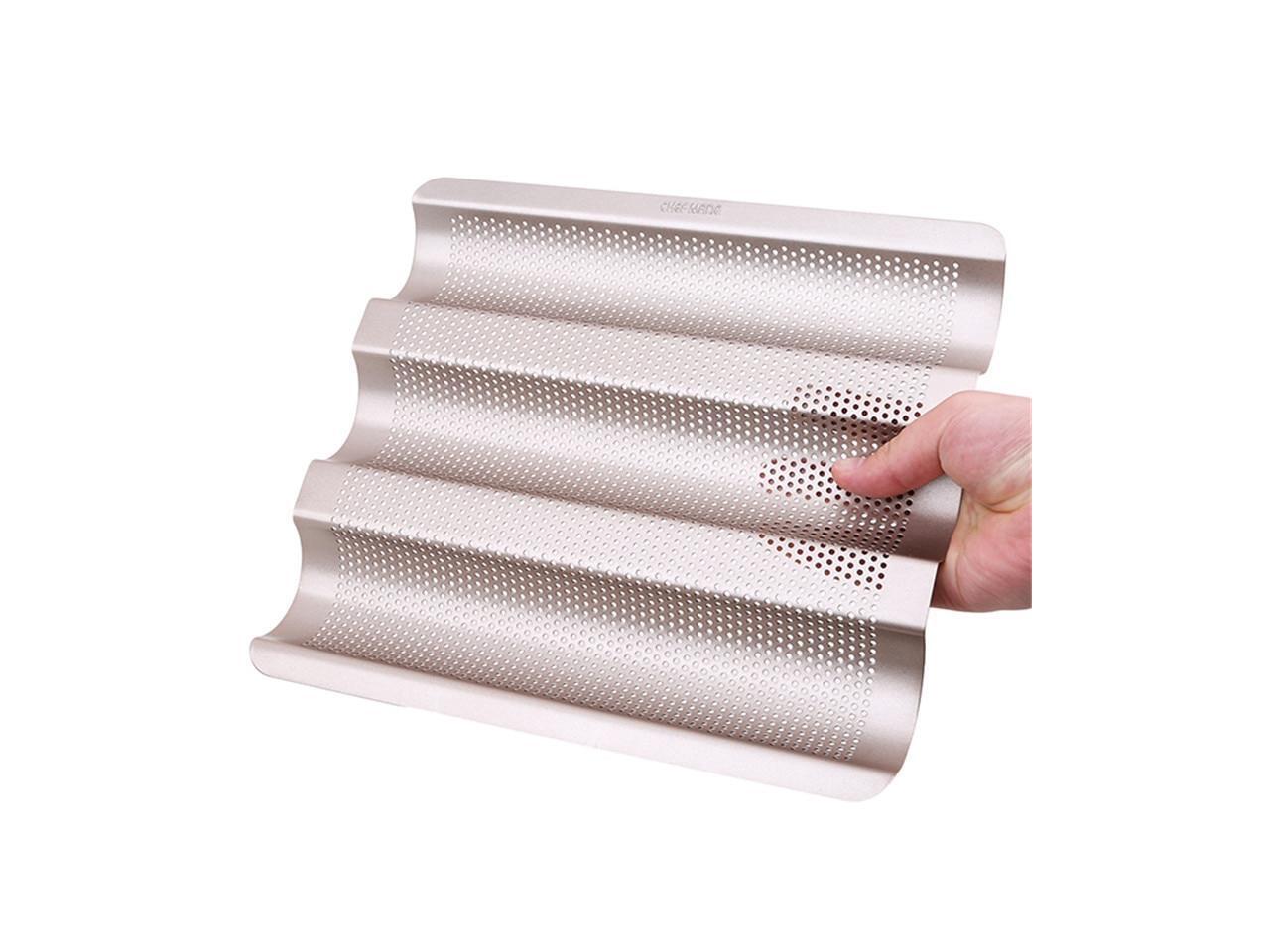 3-Slot Non-Stick Baguette Baking Tray Loaf Mold French Bread Pan Bake Tools Baguette Frame Rack Baking Tools
