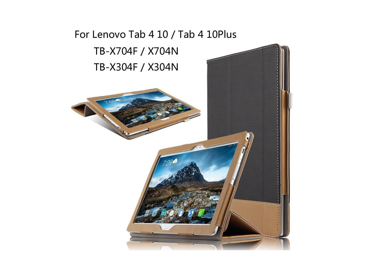 For Lenovo Tab 4 10 10 Plus Tb X704f N Tb X304f N 10 1 Inch Tablet Ultra Slim Canvas Folio Stand Pu Leather Case Cover Gift Newegg Com