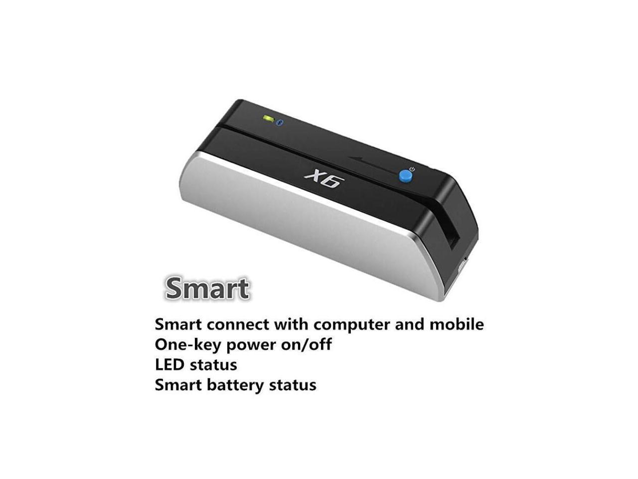 X6 BT Bluetooth Magnetic VIP Card Reader Writer USB 3 Tracks Swipe Encoder ED1