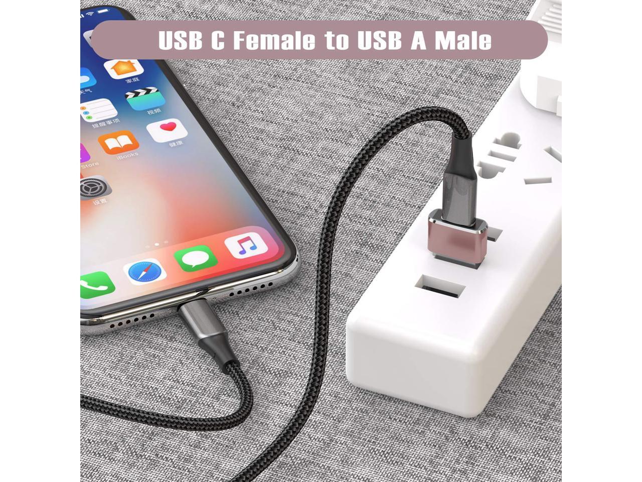 USB C Female to USB Male Adapter (3 Pack),Type C to USB A Charger Cable