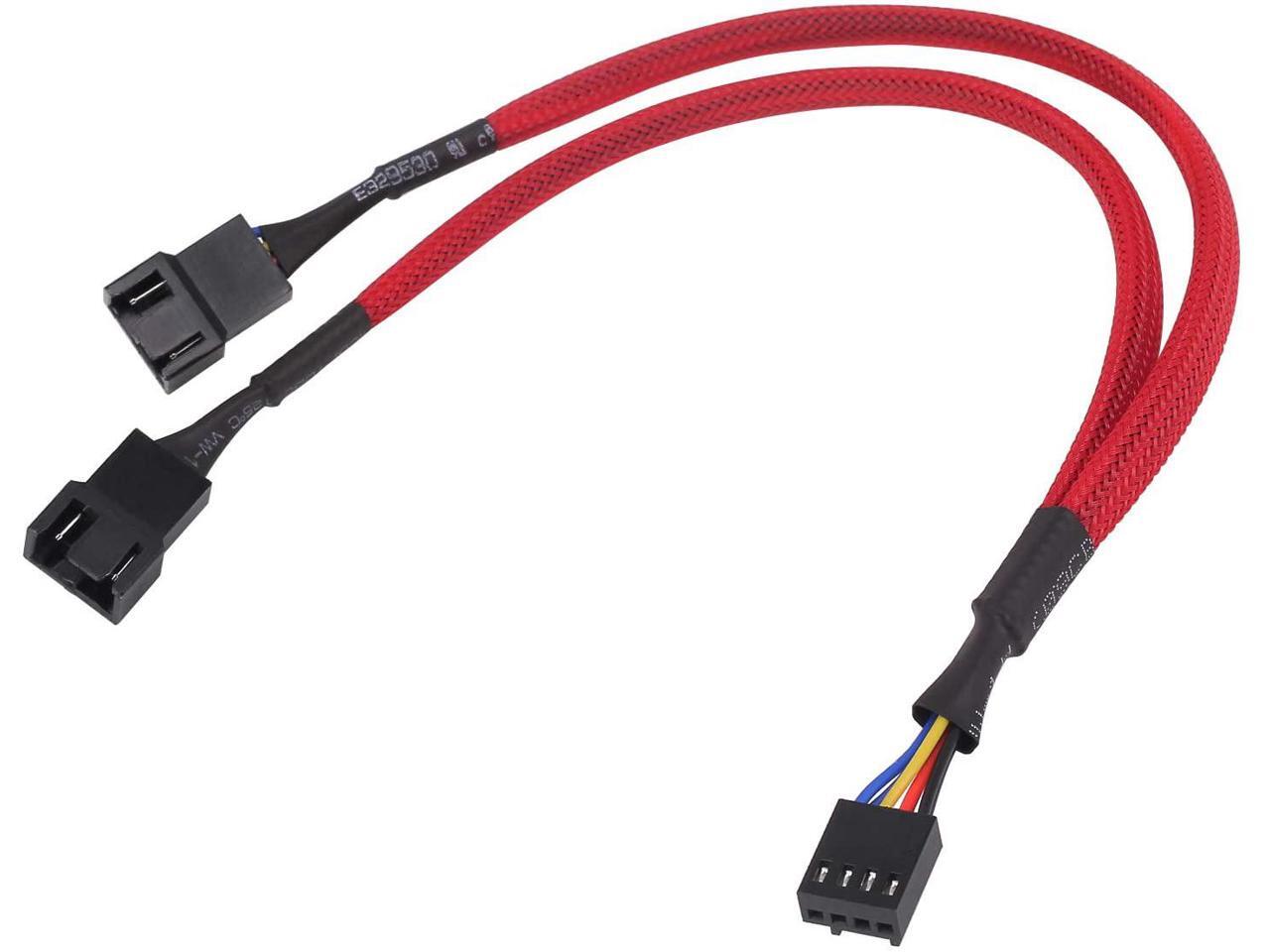 PWM Fan Splitter Cable 3 Pack Sleeved Braided Computer PC Fan Power