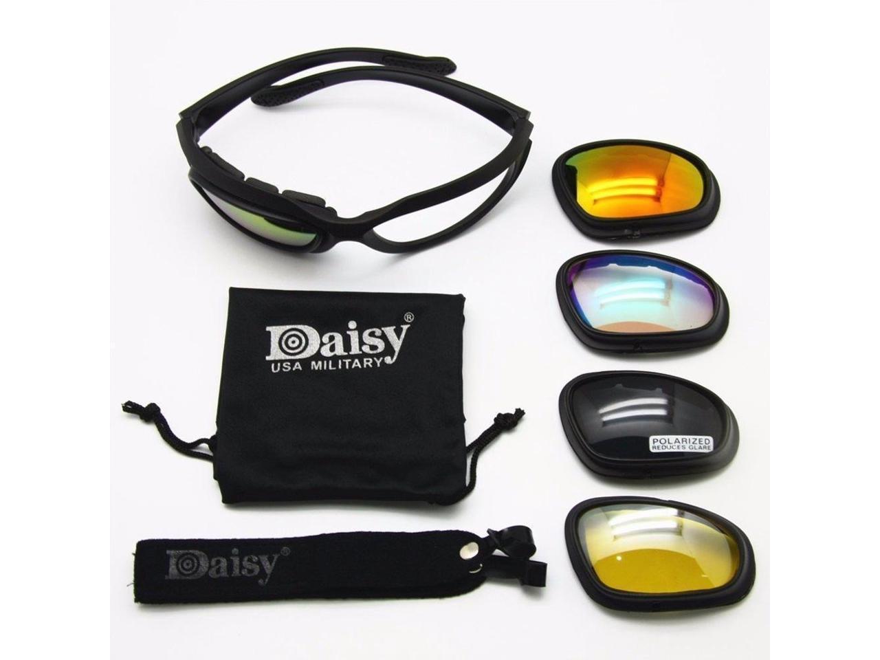 Daisy C5 X7 Polarized Military Army Goggles Men Tactical Game 4 Lens Kit Glasses 