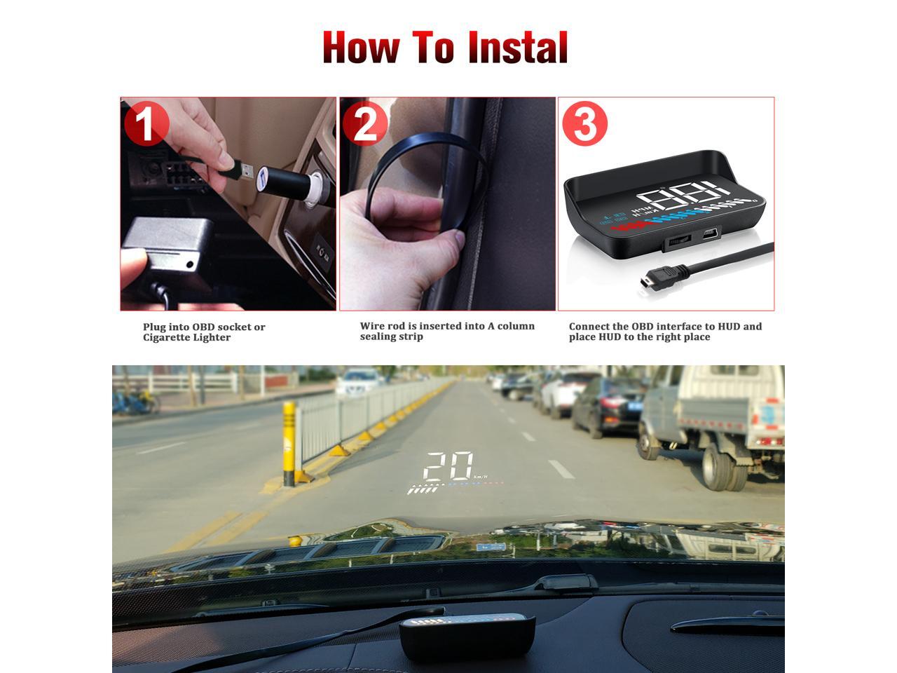Car Truck OBD2 HUD GPS Speedometer iKiKin M7 Dual Mode Windshield Projector Car HUD Display for All Cars and Trucks Car Head Up Display