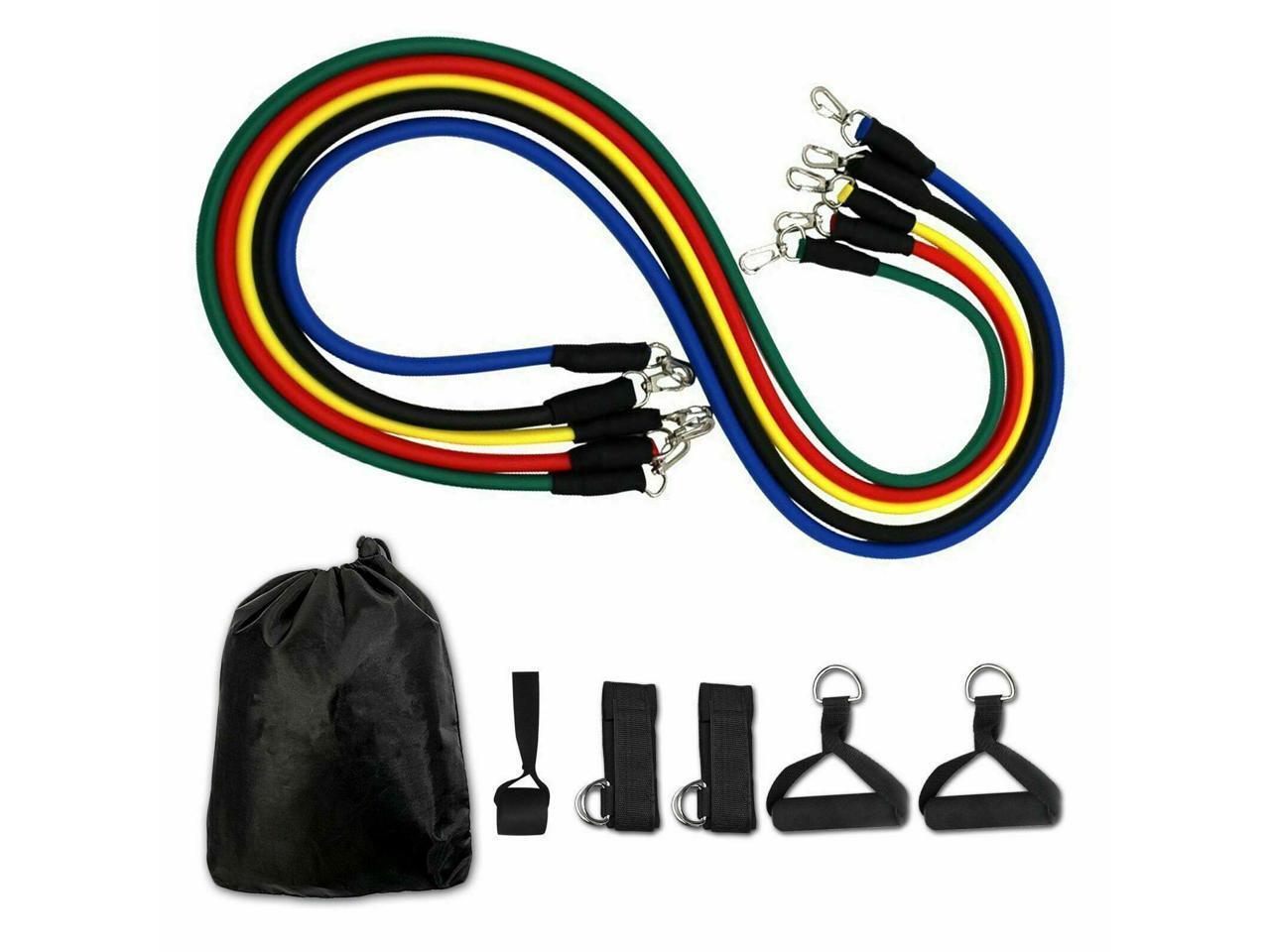 11 PCS Resistance Pedal Set Yoga Pilates Abs Exercise Fitness Tube Workout Band