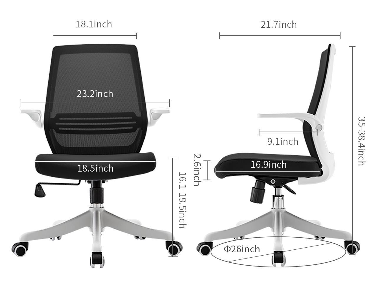 SIHOO Mid-Back Mesh Ergonomic Office Desk Chair with 90° Folding ...