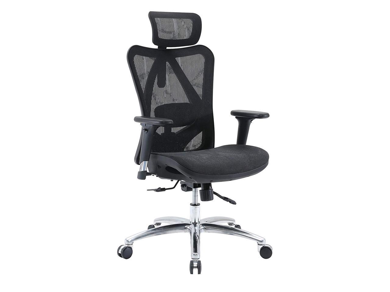 Home Breathable Office Chair Office Chair Ergonomic Desk Chair Computer Chair with Adjustable Lumbar Support and Headrest Black Swivel Executive Mesh Office Chair with Quiet Pulley Wheels