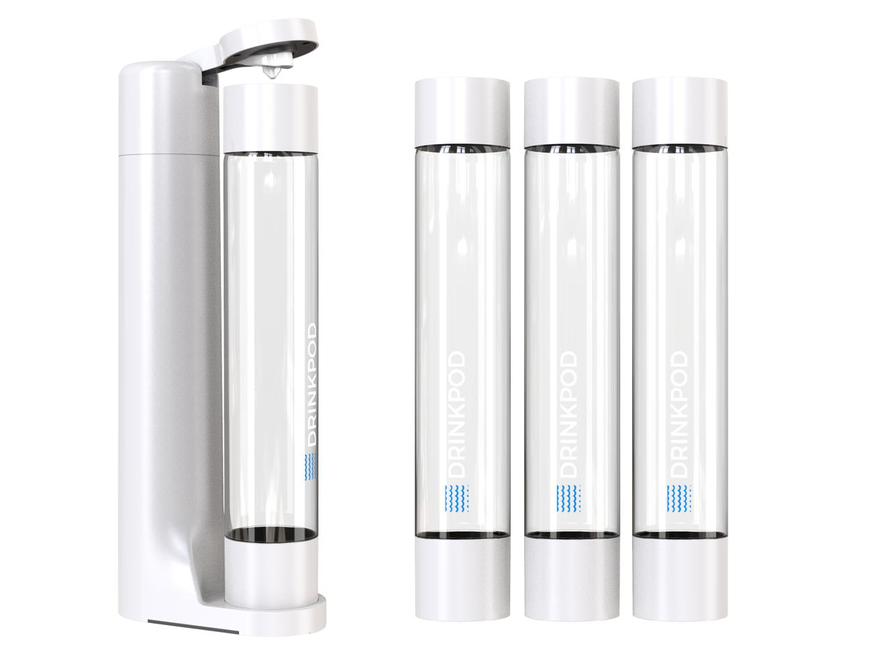 Drinkpod FIZZpod Soda Maker Fizzy Sparkling Water & Soda Maker with 3 PET Bottles, 3 Caps, 1