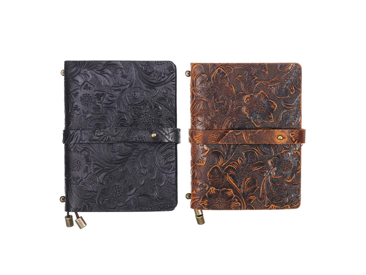 Clasp Indra Handmade Medium Embossed Stitched Leather Diary Notebook Journal 