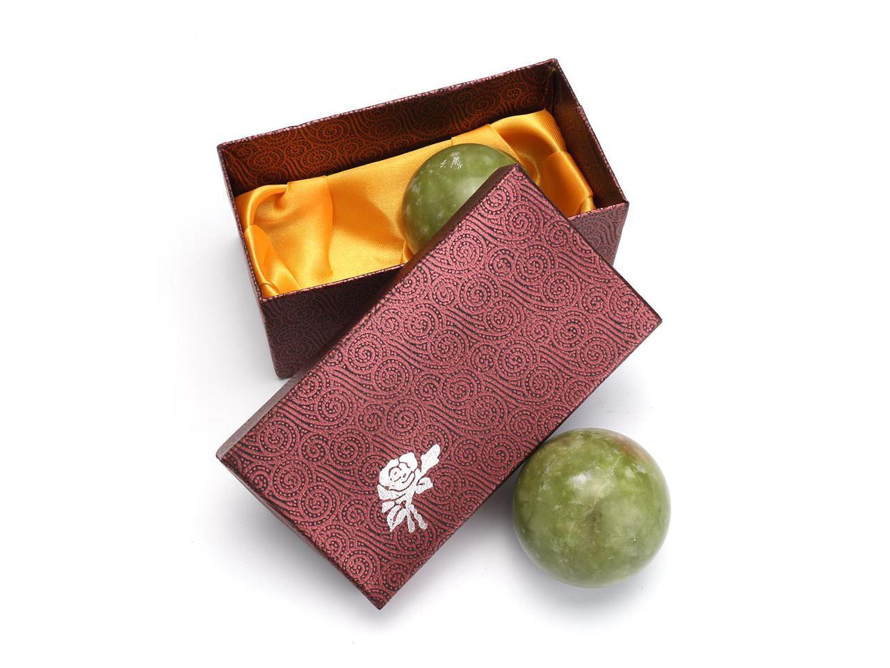 Chinese Health Exercise Stress Jade Stone BAODING Balls Relaxation Therapy 48mm