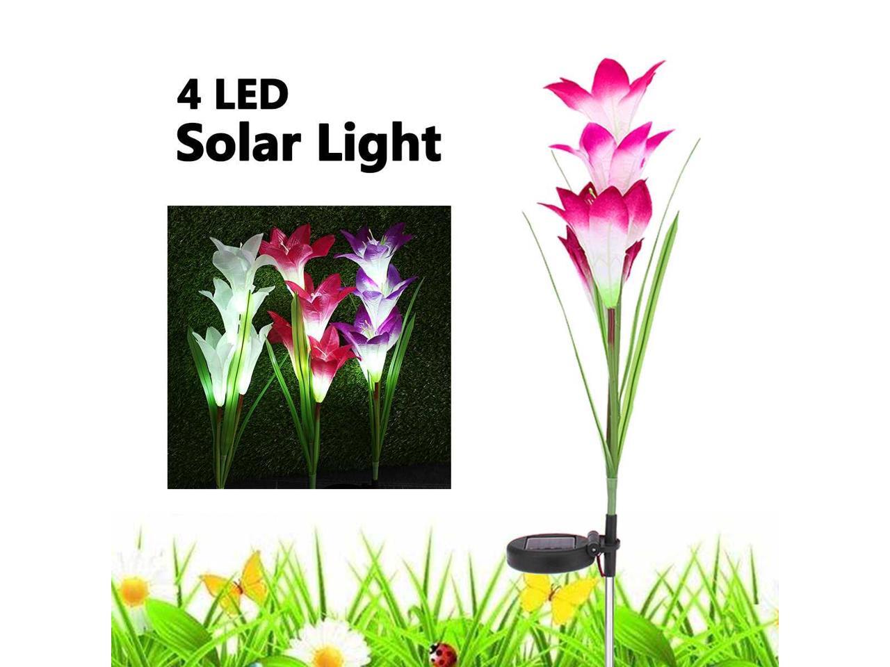 4 LEDs Outdoor Garden Light Solar Flower Lights Waterproof Solar