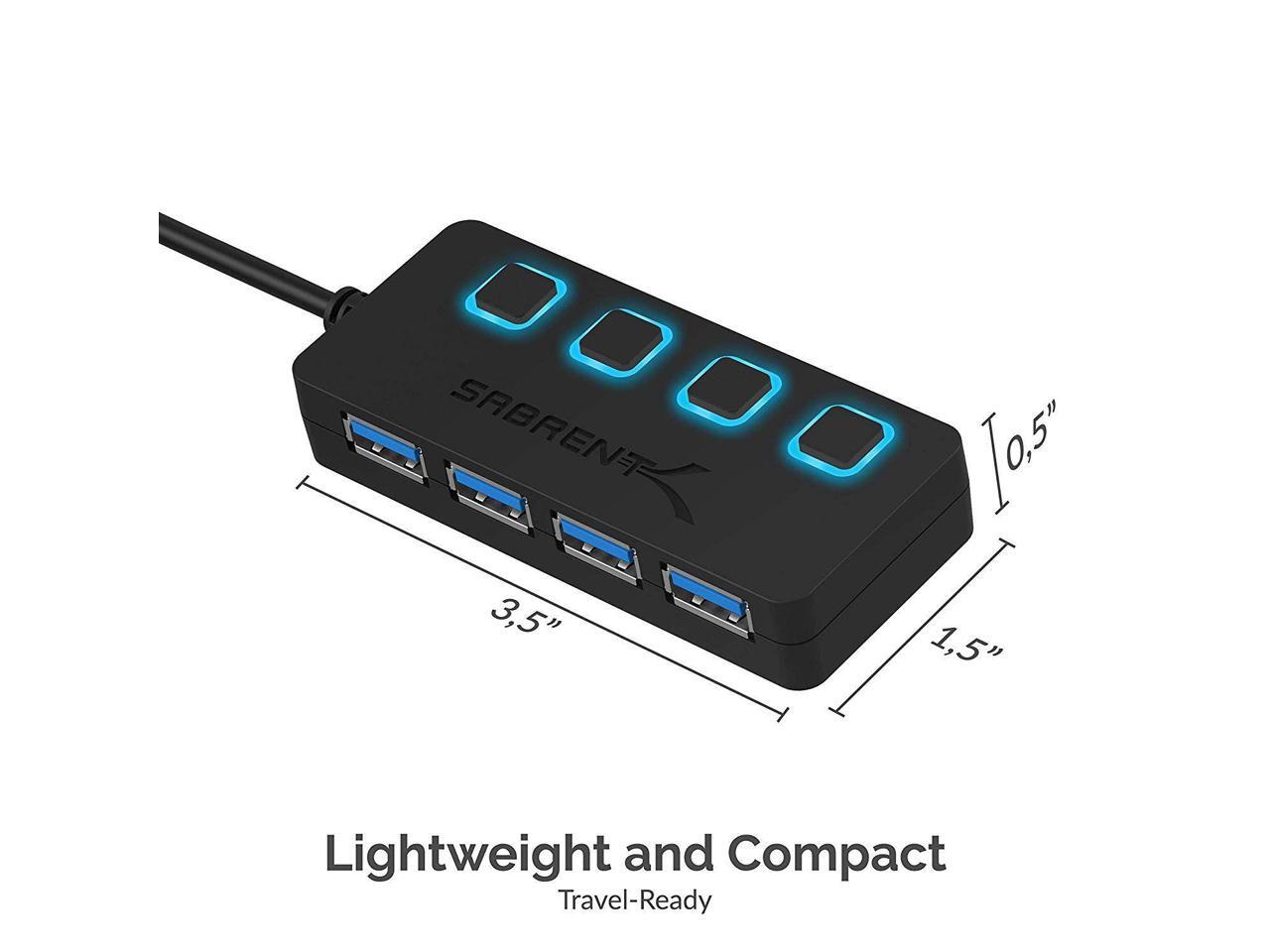 Sabrent 4 port usb 3 0 hub with individual led power switches hb um43