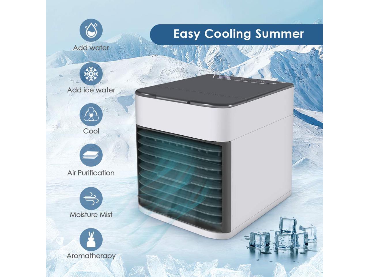 Room Dorm Outdoor Air Personal Space Cooler Small Desktop Fan Quiet Personal Table Fan Mini Evaporative Air Circulator Cooler Humidifier Bladeless Quiet for Office Personal Air Conditioner Fan