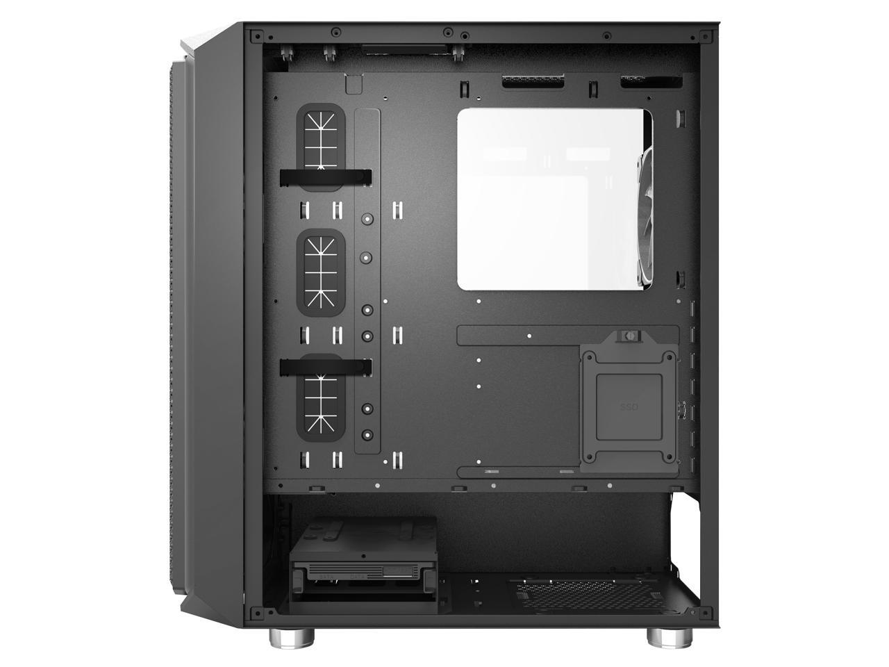 Pull Out Glass// Metallic Diamond Mesh Front Panel// 200 mm ARGB Fans2 /& 120mm ARGB Fan1 Pre-Installed Black ATX Mid-Tower Case// Super High Airflow// Tempered Glass Side Panel Montech Air X ARGB