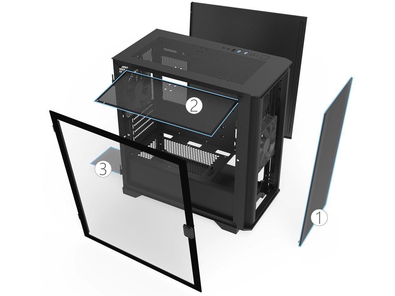Montech AIR 100 LITE MICROATX Tower with Two Silent Fans Pre Installed