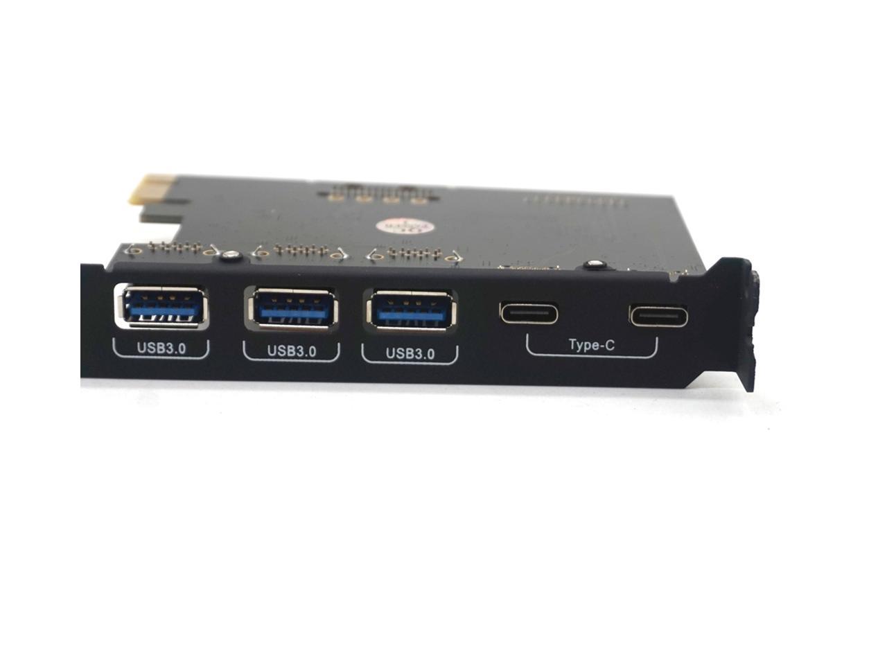 Plugadget PCI Express Card to 3 PORTS USB 3.0 2 PORTS USB3.1 Type C Internal USB 3.0 20PIN 7 ...