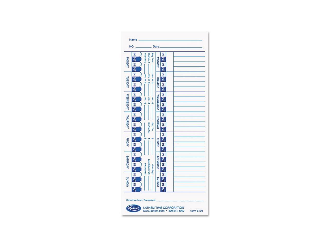 Lathem Time Time Card for Lathem Model 1600E 16100