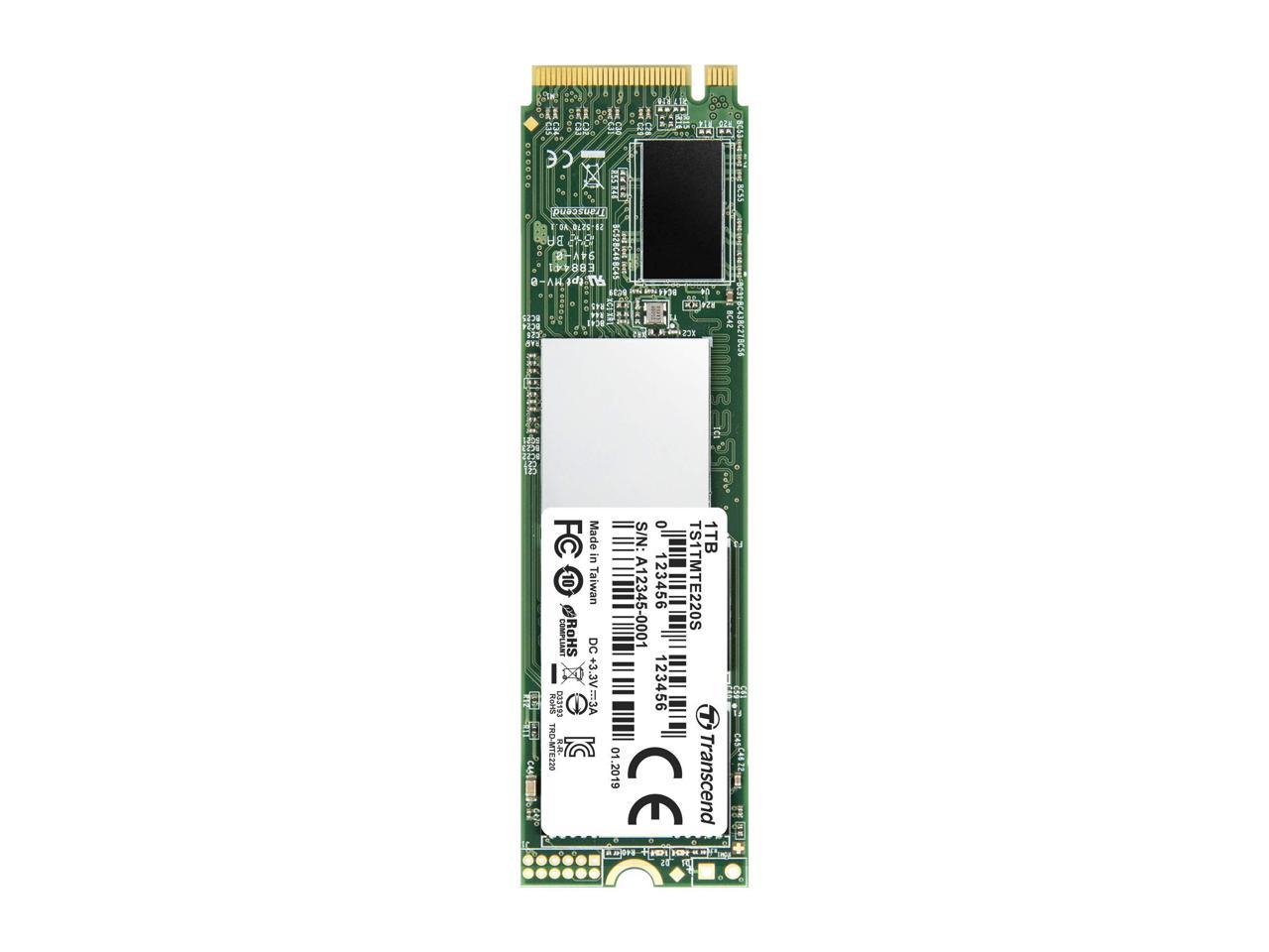 TS1TMTE220S Transcend 1TB NVMe PCIe Gen3 X4 3 500 MB/S 220S 80mm M.2 Solid State Drive 