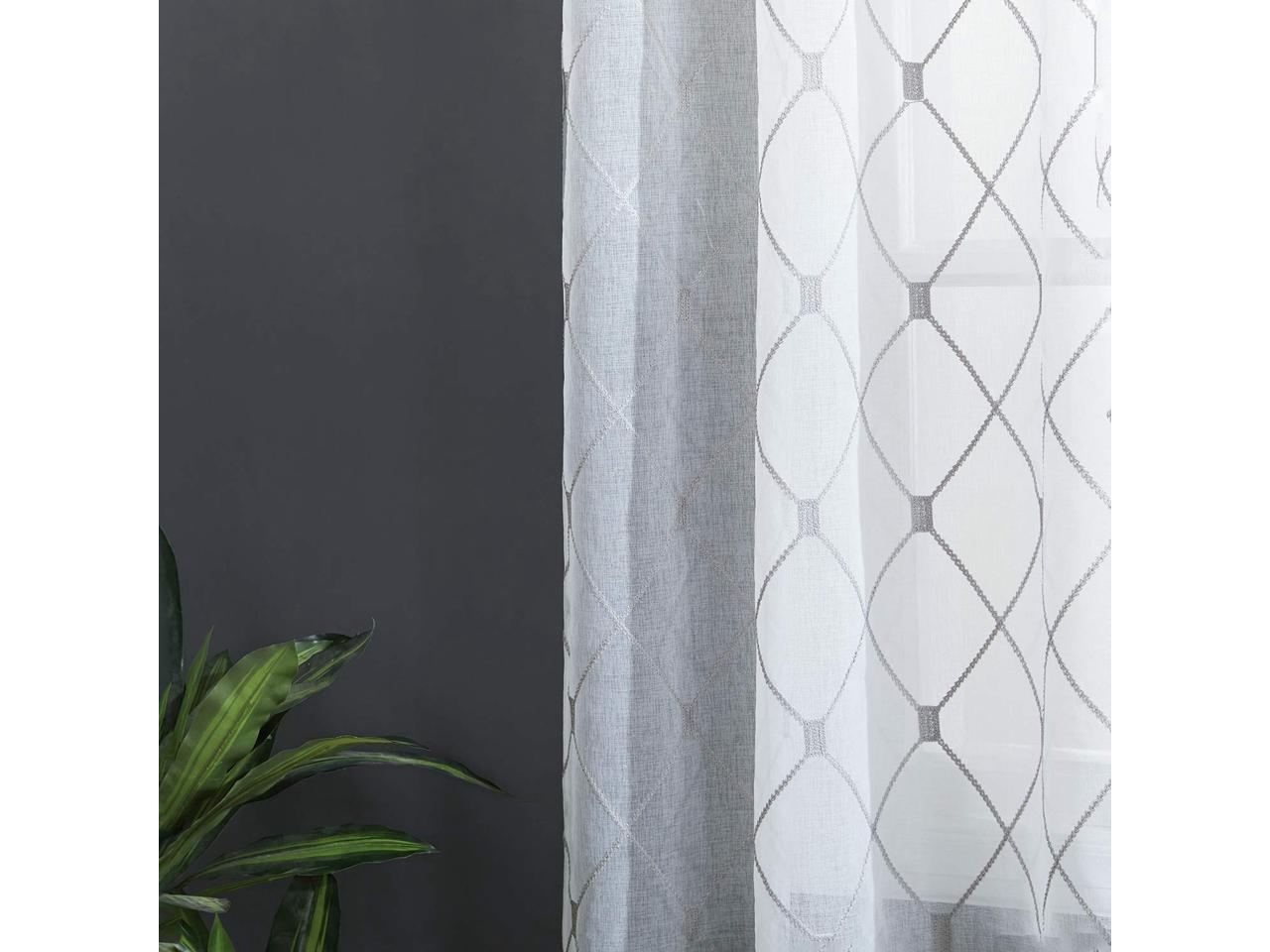 Top Finel White Sheer Curtains 84 Inches Long Grey ...