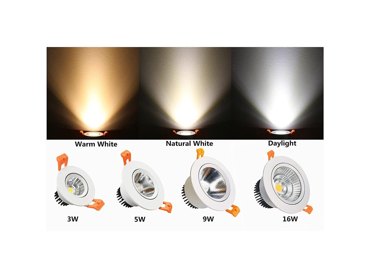 LightingWill LED Downlight 10-Pack 5W CRI80 400LM Directional Recessed COB Fixture Cut-Out 2.5in 65mm Dimmalbe 60 Beam Angle 5500K-6000K Daylight White Ceiling LED Bulb 50W Halogen Bulbs Equivalent 