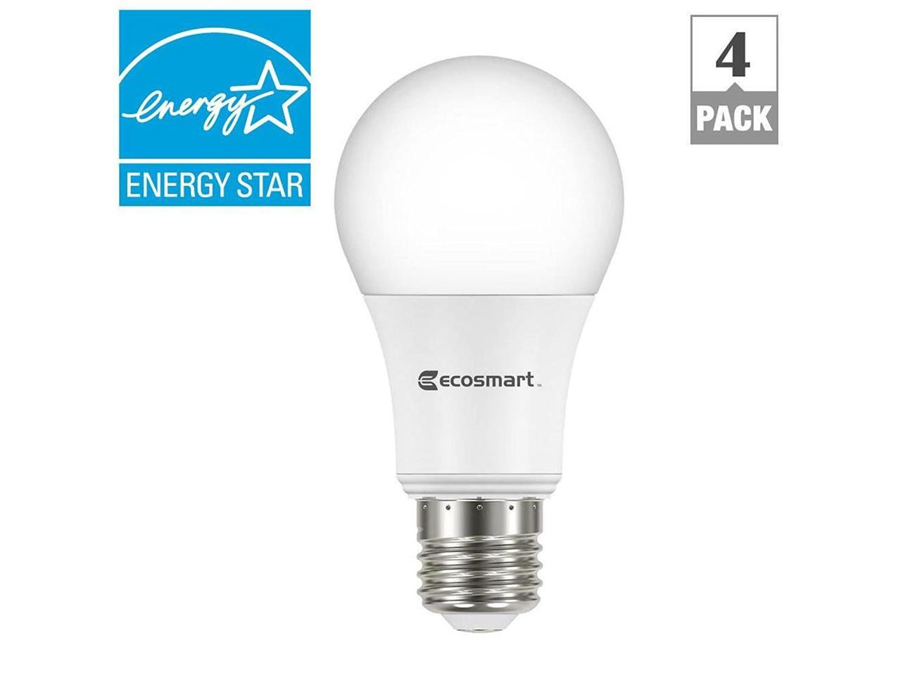 (4 Pack) Ecosmart A19 LED 60 Watt Replacement (8.5W) Daylight White