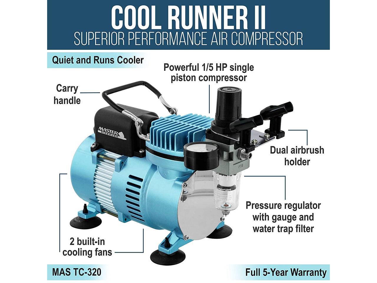 Master Airbrush Cool Runner II Dual Fan Air Compressor Professional