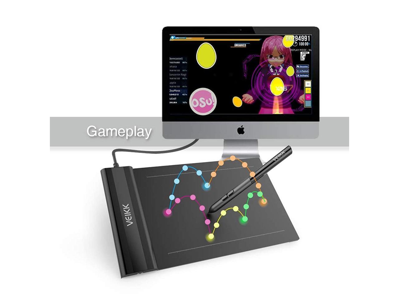 VEIKK S640 Digital Graphic Drawing Tablet 6x4" 5080 LPI 8192 Passive Pen for OSU 