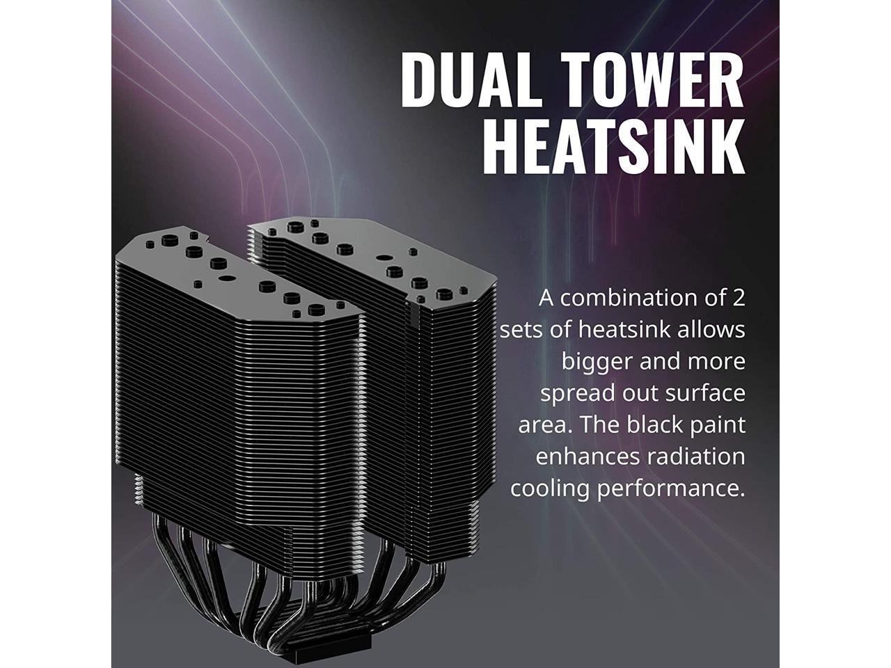 Cooler Master MasterAir MA620M Dual Tower ARGB High Performance CPU Air  Cooler, 6 CDC 2.0 Heatpipes, SF120R Fan, Hexagon Strip Addressable RGB 