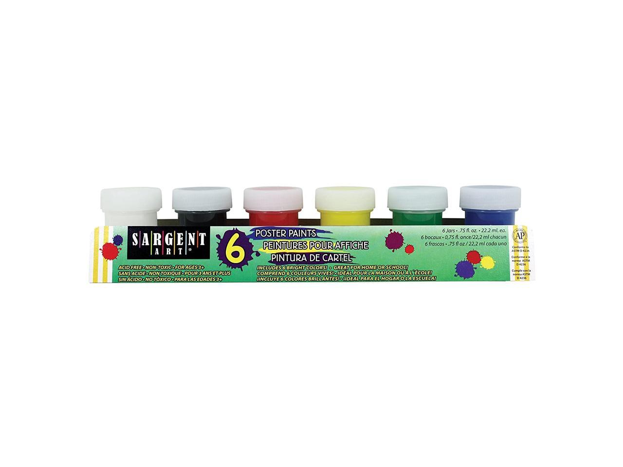 Sargent Art 6 Jar Primary Poster Paint Set 3/4 Ounce, 6 Bright Colors ...