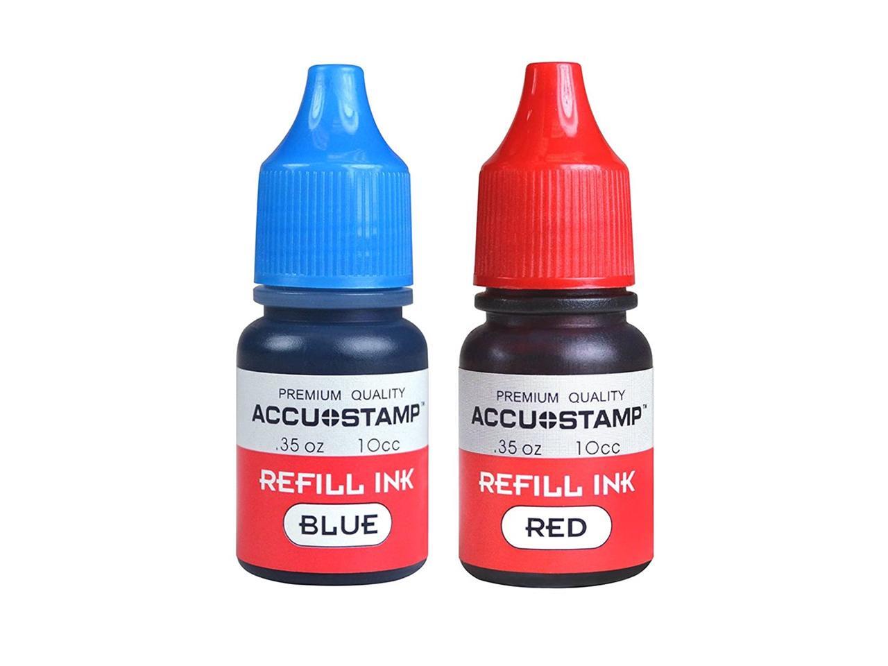ACCUSTAMP Ink Refill for PreInk Stamps, Blue and Red, Pack of 2
