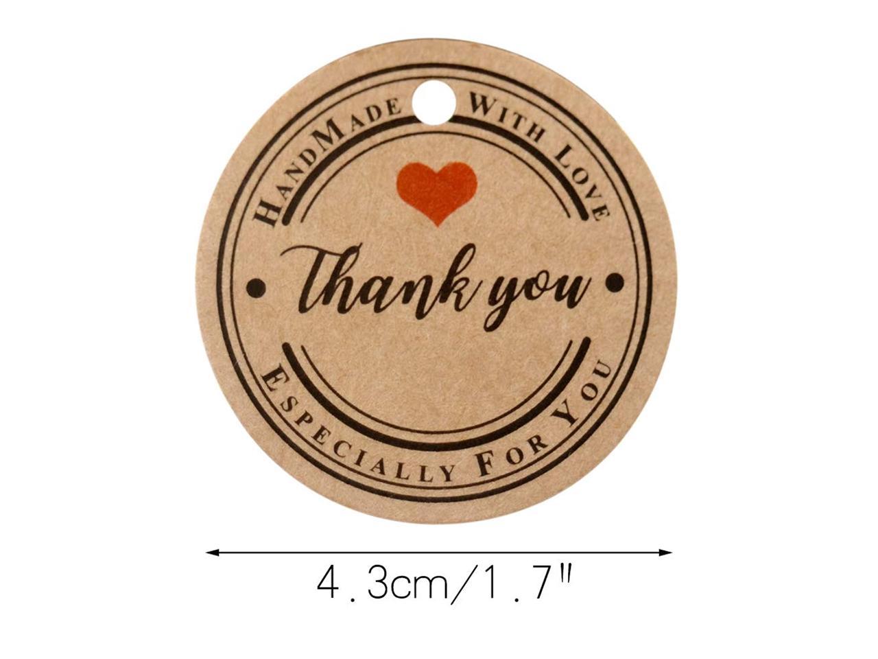 Gift Tags 100 Pcs Hand Made with Love Thank You Tags with 100 Feet Jute Twine Brown