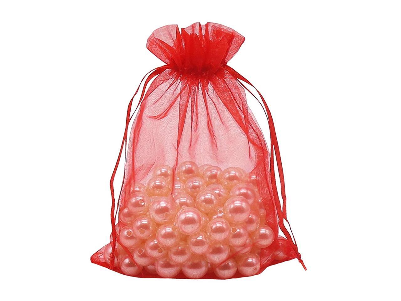 HRX Package Organza Bags Red 100pcs, 5 x 6.8 inches Christmas Gift ...