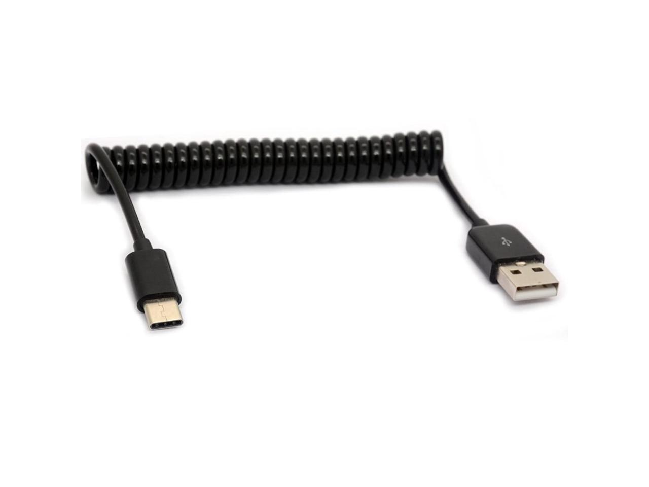 BSHTU USB Type C Cable Coiled Spring Spiral TypeC Male to USB 2.0 A Male Extension Cord Data