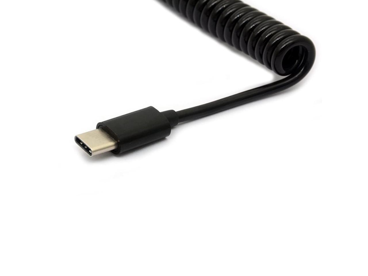 BSHTU USB Type C Cable Coiled Spring Spiral TypeC Male to USB 2.0 A Male Extension Cord Data