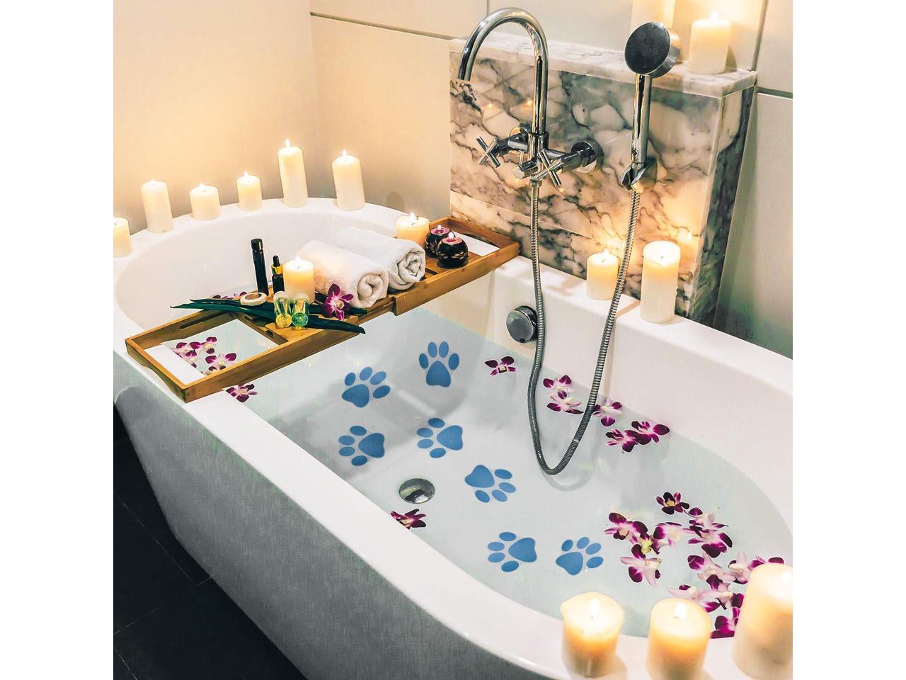 20 Pieces Nonslip Bathtub Stickers Adhesive Paw Print Bath Treads Non