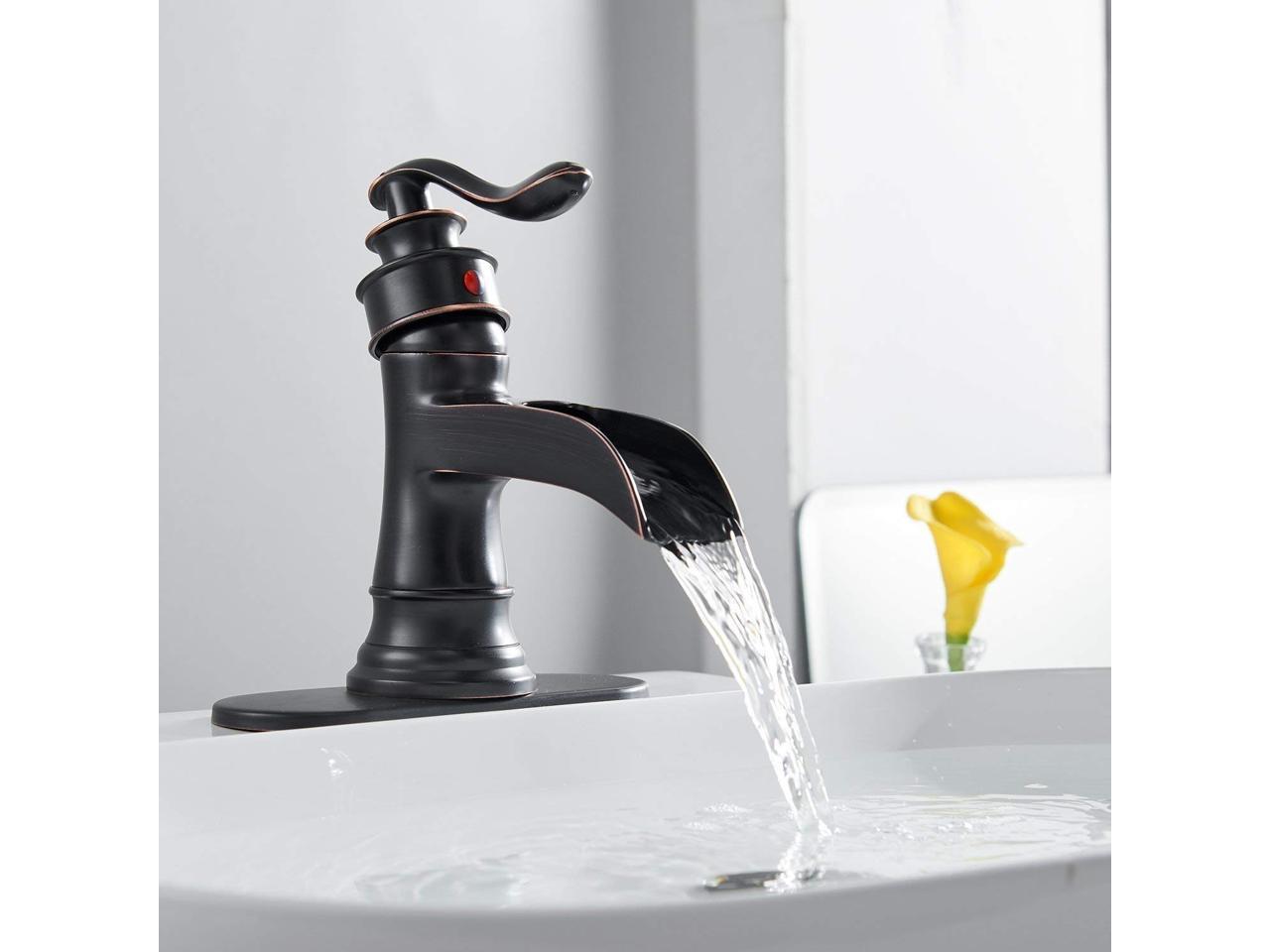 waterfall style bathroom sink faucets