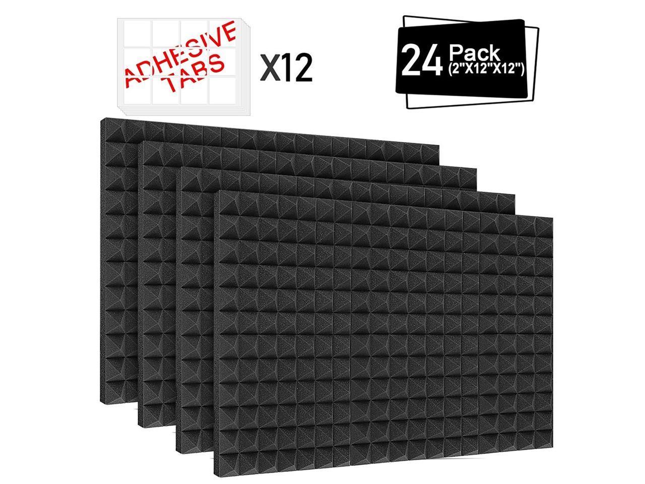 12 Pack 2 X 12 X 12 Acoustic Foam Panels Studio Foam Wedge Tiles Sound Proof Padding DEKIRU Soundproofing Foam Panels Ideal for Home & Studio Wall Sound Insulation 
