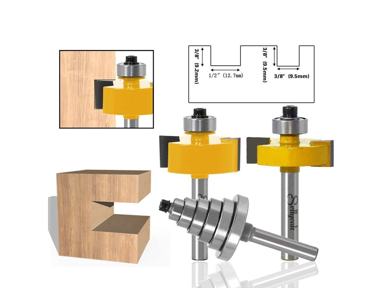 1/4 Inch Shank Rabbeting Router Bit with 6 Bearings Set for Multiple Depths 
