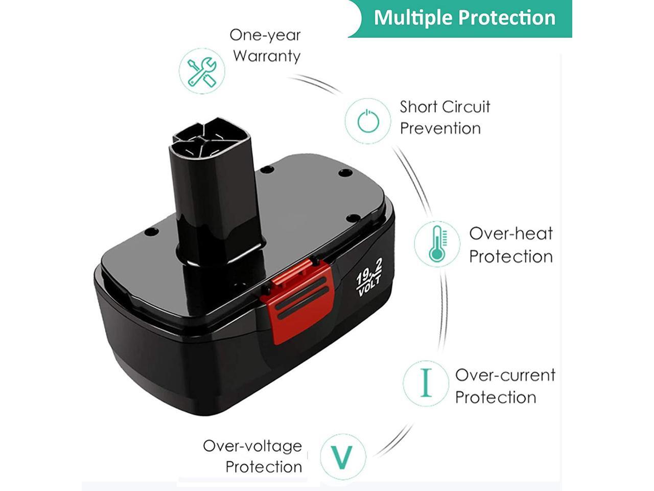 3.6Ah Replacement Battery Compatible With Craftsman 19.2 Volt Battery C3  Diehard 130279005 130279003 + Replacement Charger Compatible With Craftsman  9.6V-19.2V Ni-Cd&Ni-Mh Lithium-Ion Batteries - Newegg.com