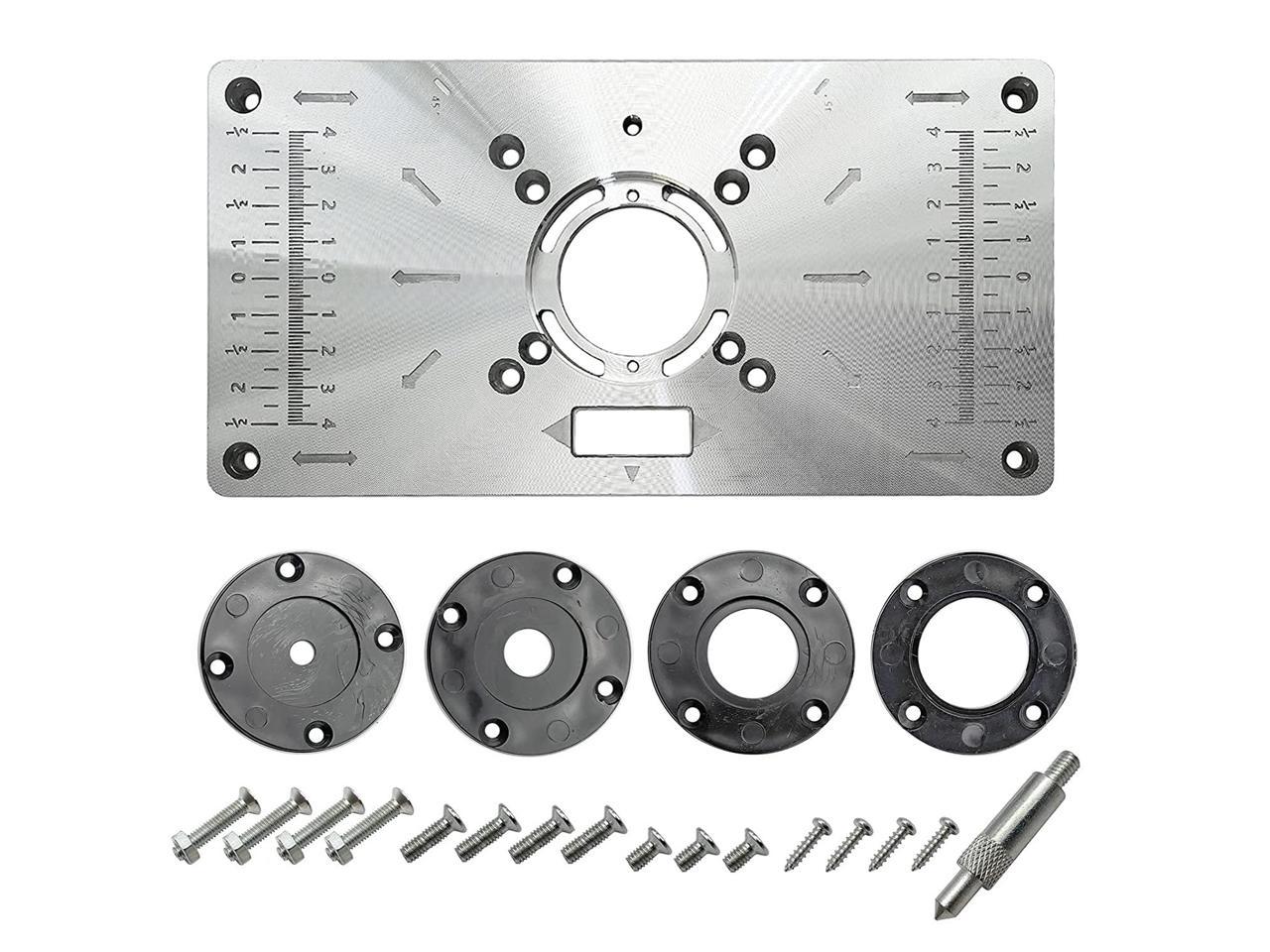 Aluminum Router Table Insert Plate w/ 4 Rings Screws For Woodworking Benches 