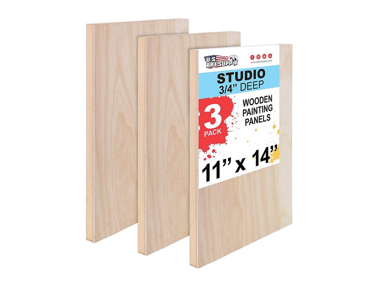 Craft 5 x 7 Pack of 4 Studio 3/4 Deep Board for Pouring Art Unfinished Wood Canvas Panels Kit with Accessories Painting and Encaustic Art 