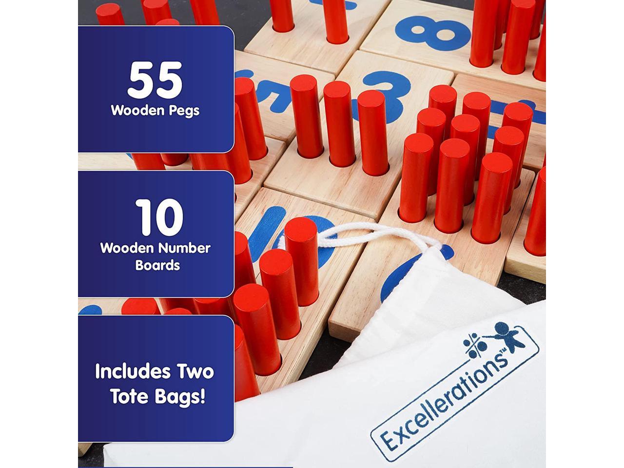 Counting Teaching Toy, Peg Number Boards Wooden Excellerations 2.5 X 5 inches 