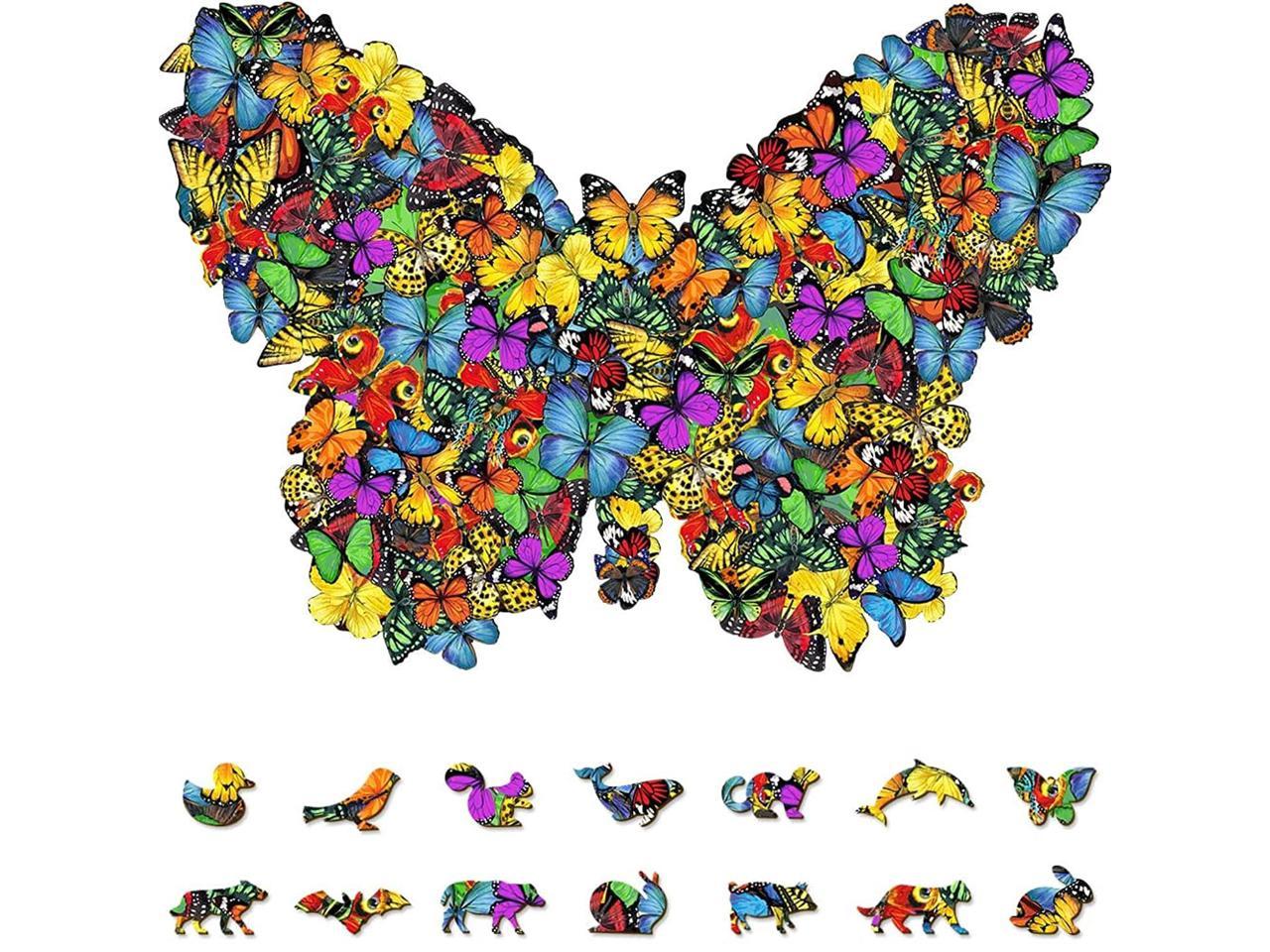 Intergalaxy butterfly 146 pcs Wood Animals Puzzle Unique Shaped Jigsaw Pieces 