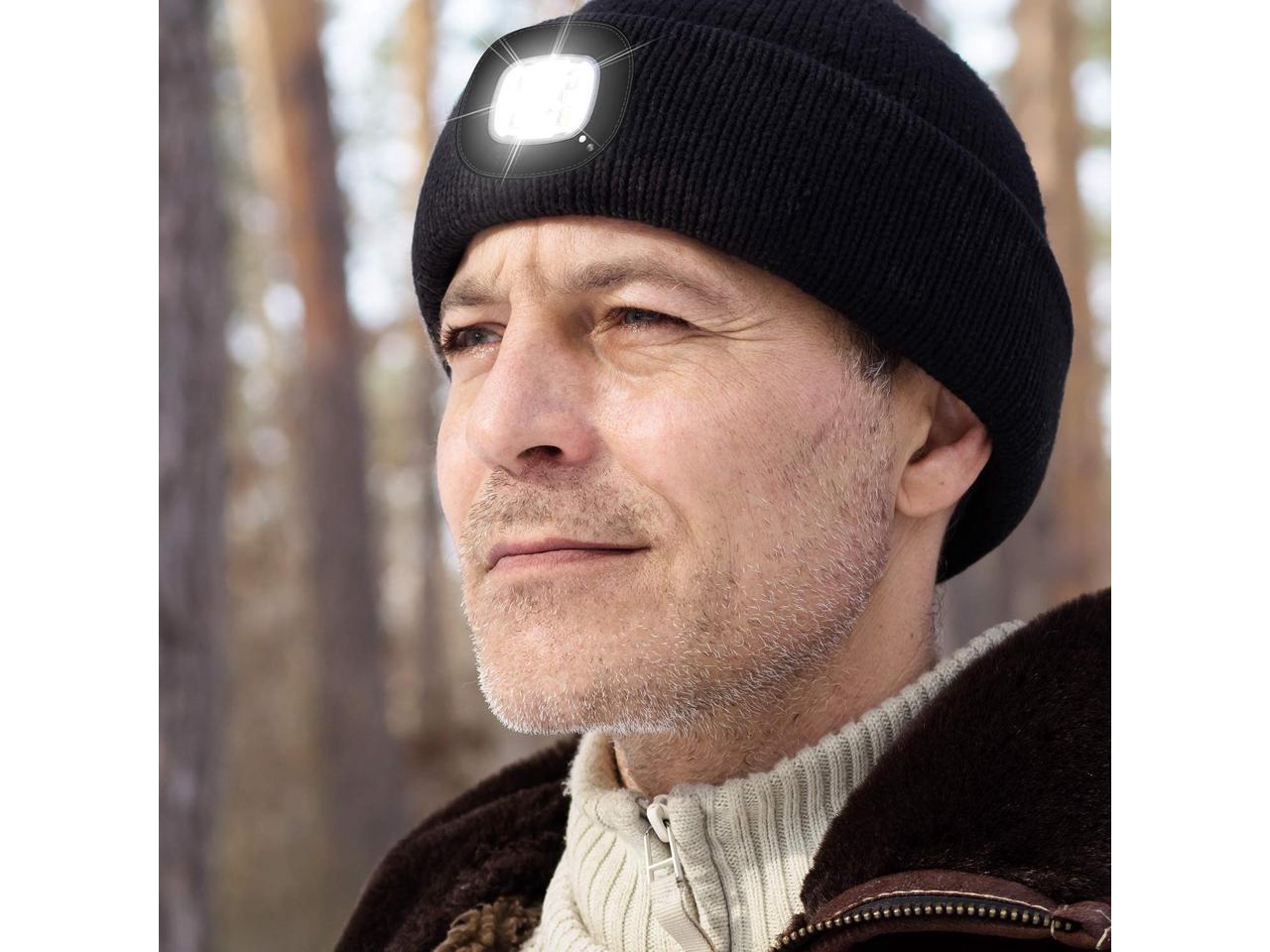 LED Light Beanie Winter Ski Hat Skull Cap Rechargeable USB Knit Cap Headlamp US 