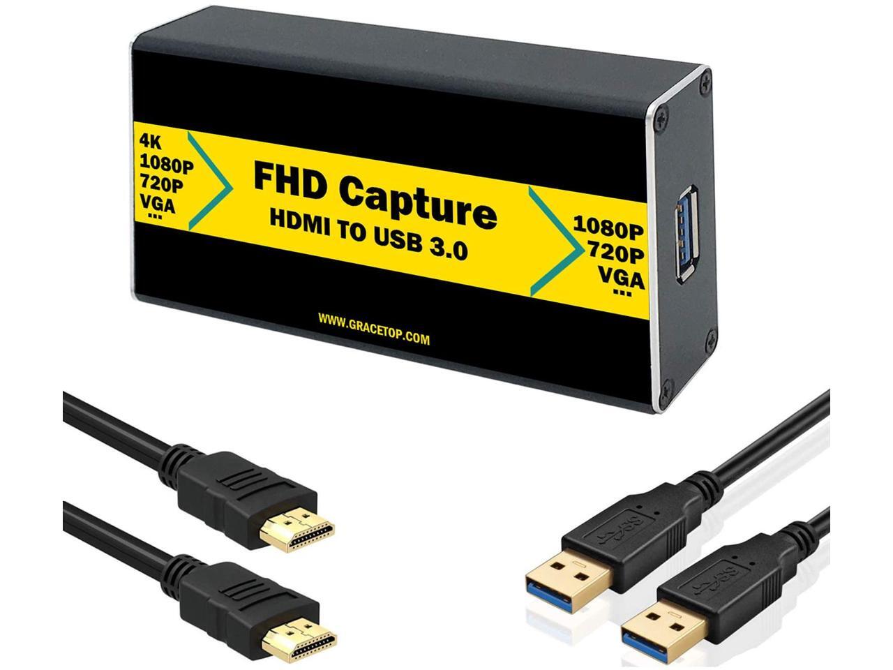 Usb Capture Hdmi To Usb 3 0 Hd Video Capture Broadcast Live Stream And Record Game Record 4k 1080p Live Streaming Video Game Grabber Converter Newegg Com