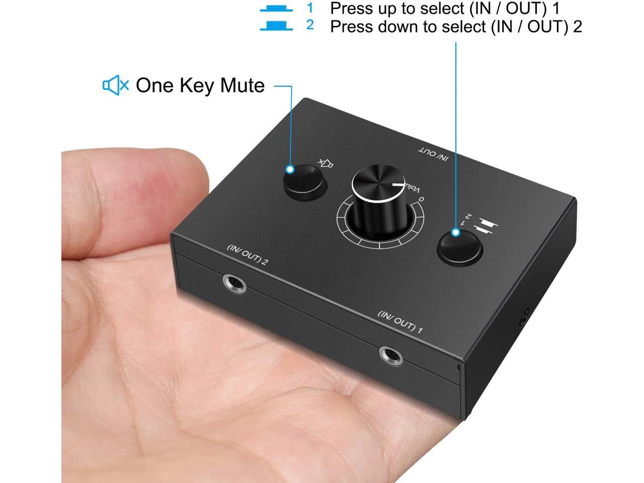 3.5mm Stereo Audio Switch Audio Switcher Passive Speaker Headphone Manual Selector Splitter Box