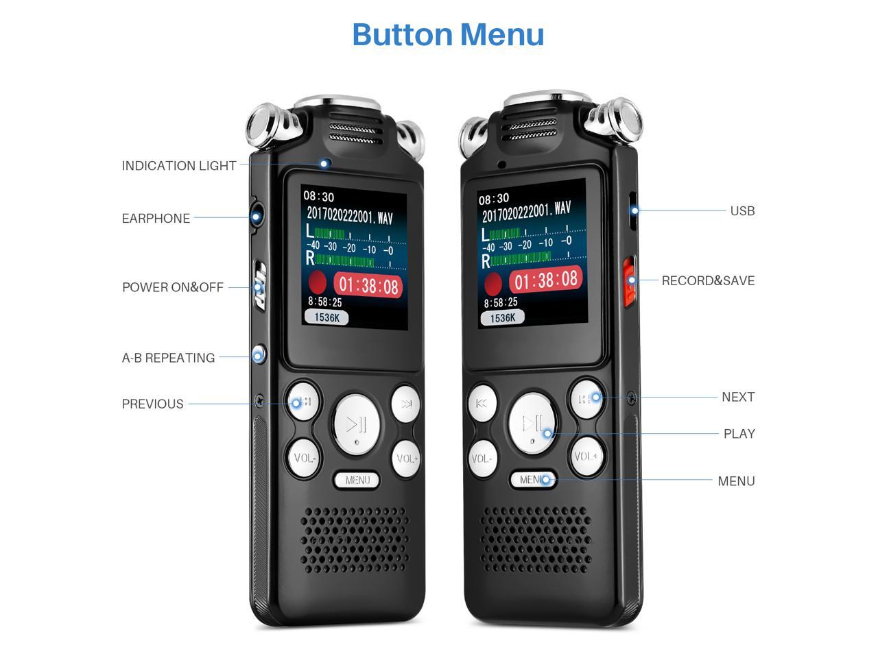 AUTENS Digital Voice Recorder 16GB with Variable Playback Speed, Sound ...