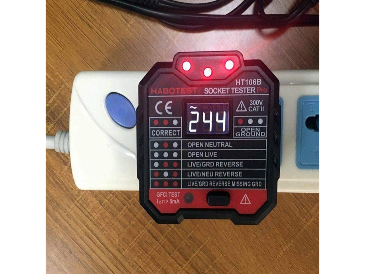 AUTENS GFCI Outlet Tester, Socket Detector 48250V Automatic Electric Power Circuit Polarity