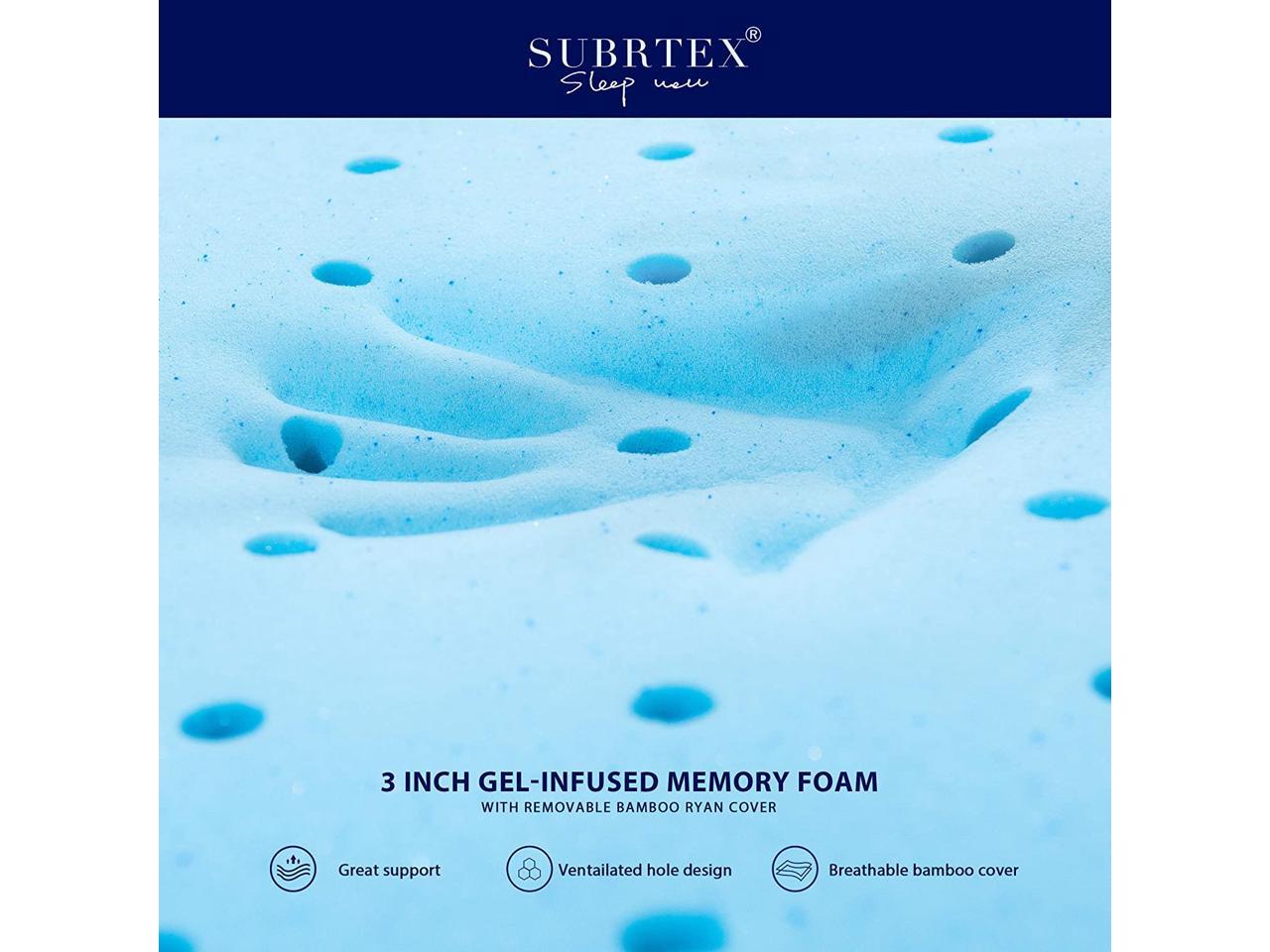 subrtex memory foam mattress topper