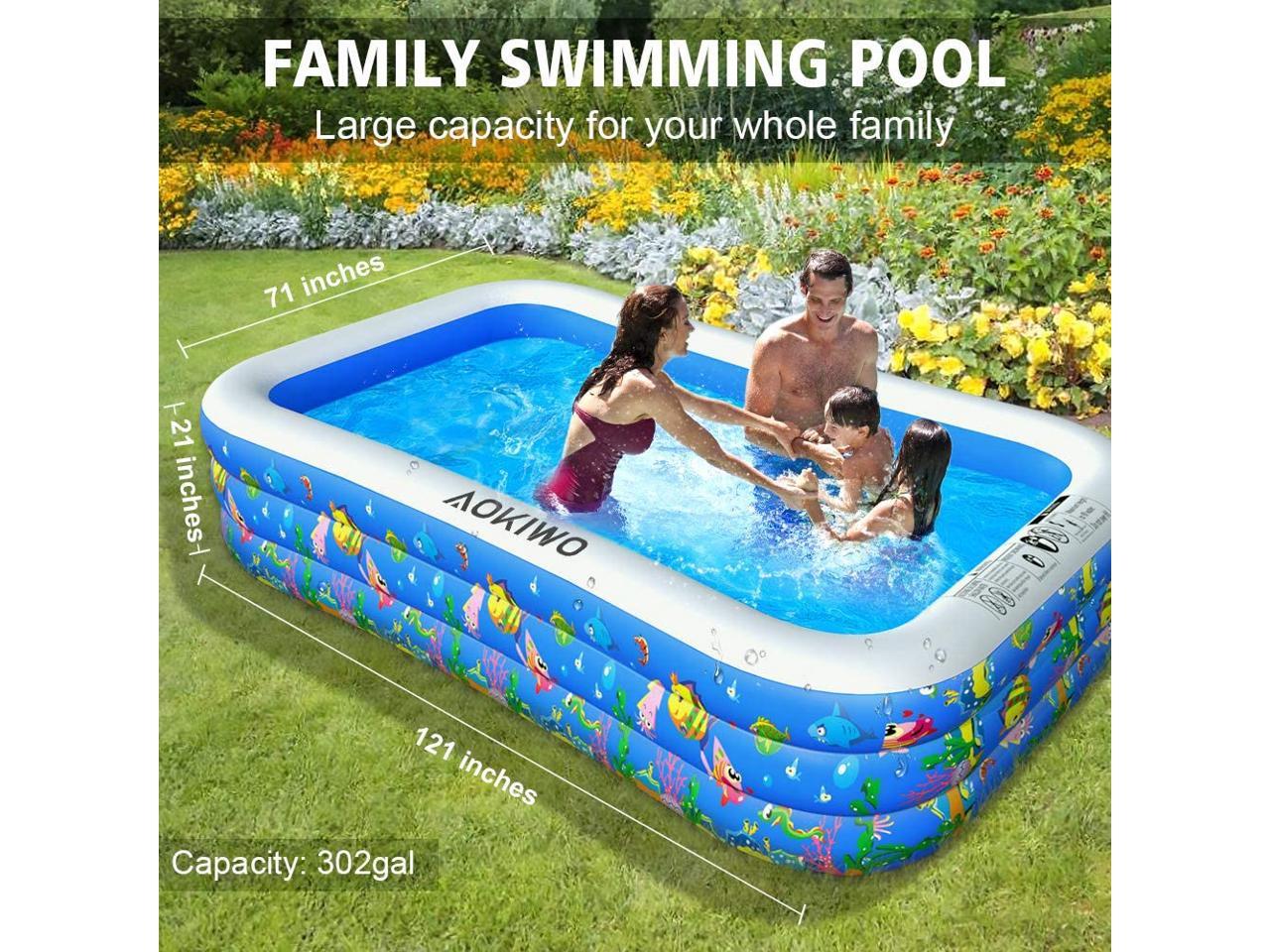 6 SIZE! Inflatable Swimming Pool Garden Outdoor Family Kiddie Pools Swim Center 